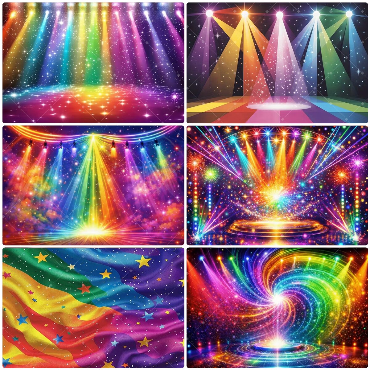 Photography Lighting Background - 화려한 무지개 무대 조명 배경 반짝이