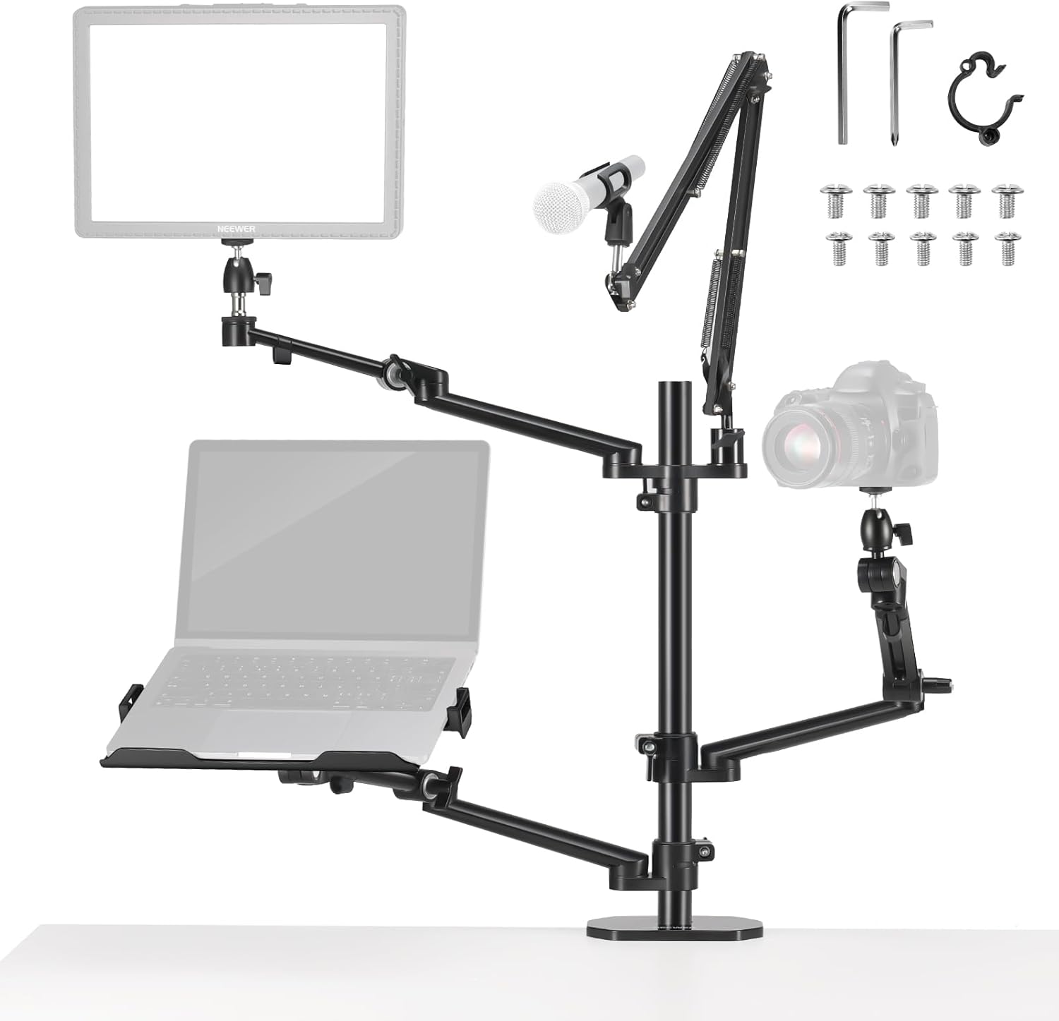Photography Lighting Rig - 4개의 붐 암이 있는 데스크 마운트