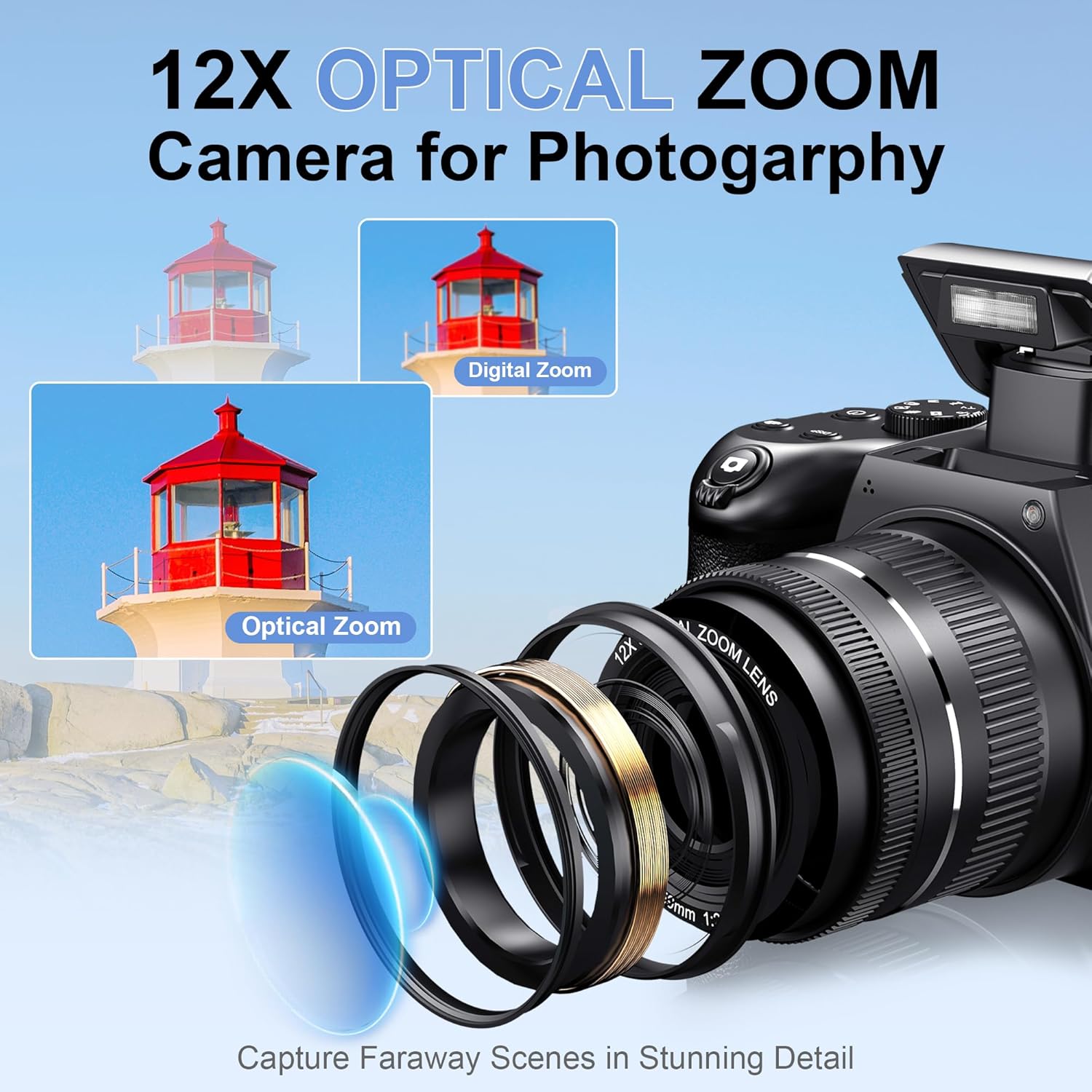 4K HD 디지털 카메라 (사진 촬영용) 12배 광학  - Photography Natural Lighting 리뷰 및 가격