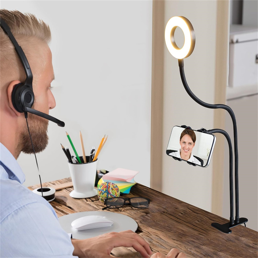 셀카 링 라이트가 있는 범용 플렉시블 휴대폰 거치대,  - Photography Lighting Products 리뷰 및 가격