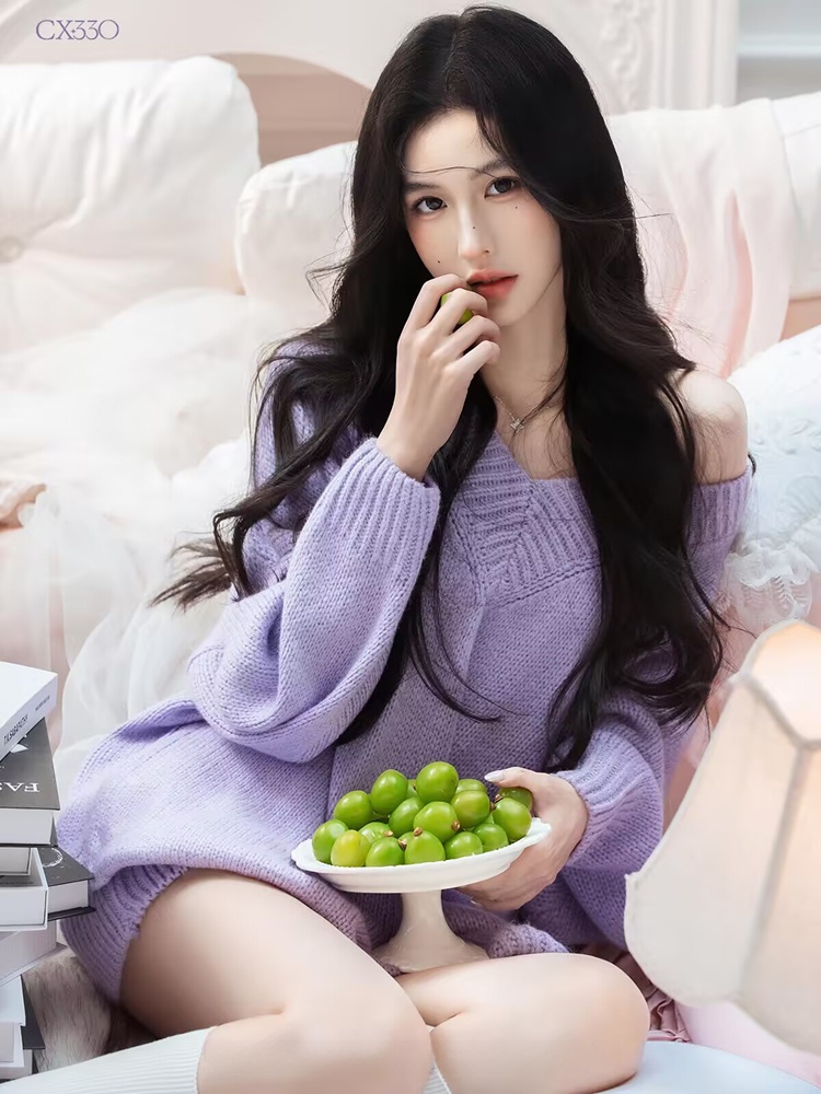 가을 겨울 보라색 스웨터 산소 느낌 홈걸 스타일 나른한 - Photography Lighting Style 리뷰 및 가격